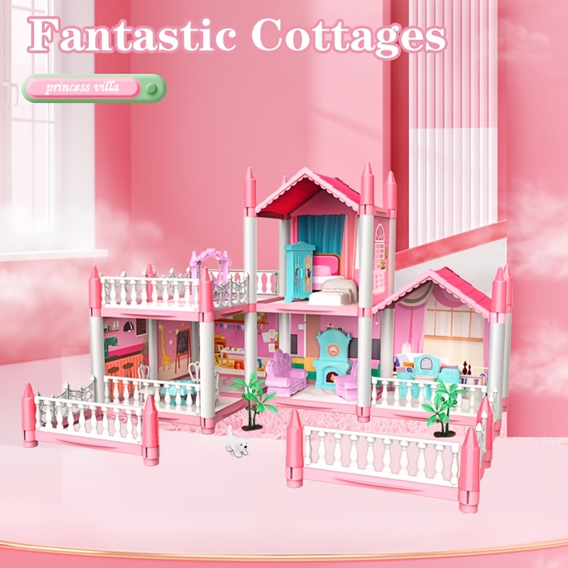  Dream Doll House - Juguetes para niñas de 4 pisos, 12  habitaciones, casa de juegos de 4 a 5 años con 2 muñecas, accesorios de  muebles para casa de muñecas, casa