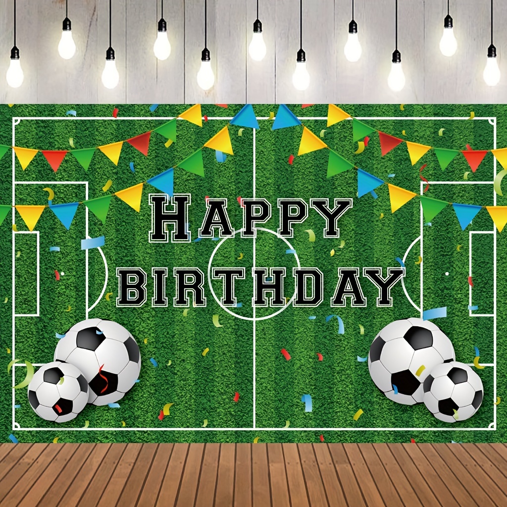 Suministros de decoración de fiesta de cumpleaños de fútbol, suministros de  fiesta de cumpleaños de balón de fútbol, pancarta de cumpleaños de balón