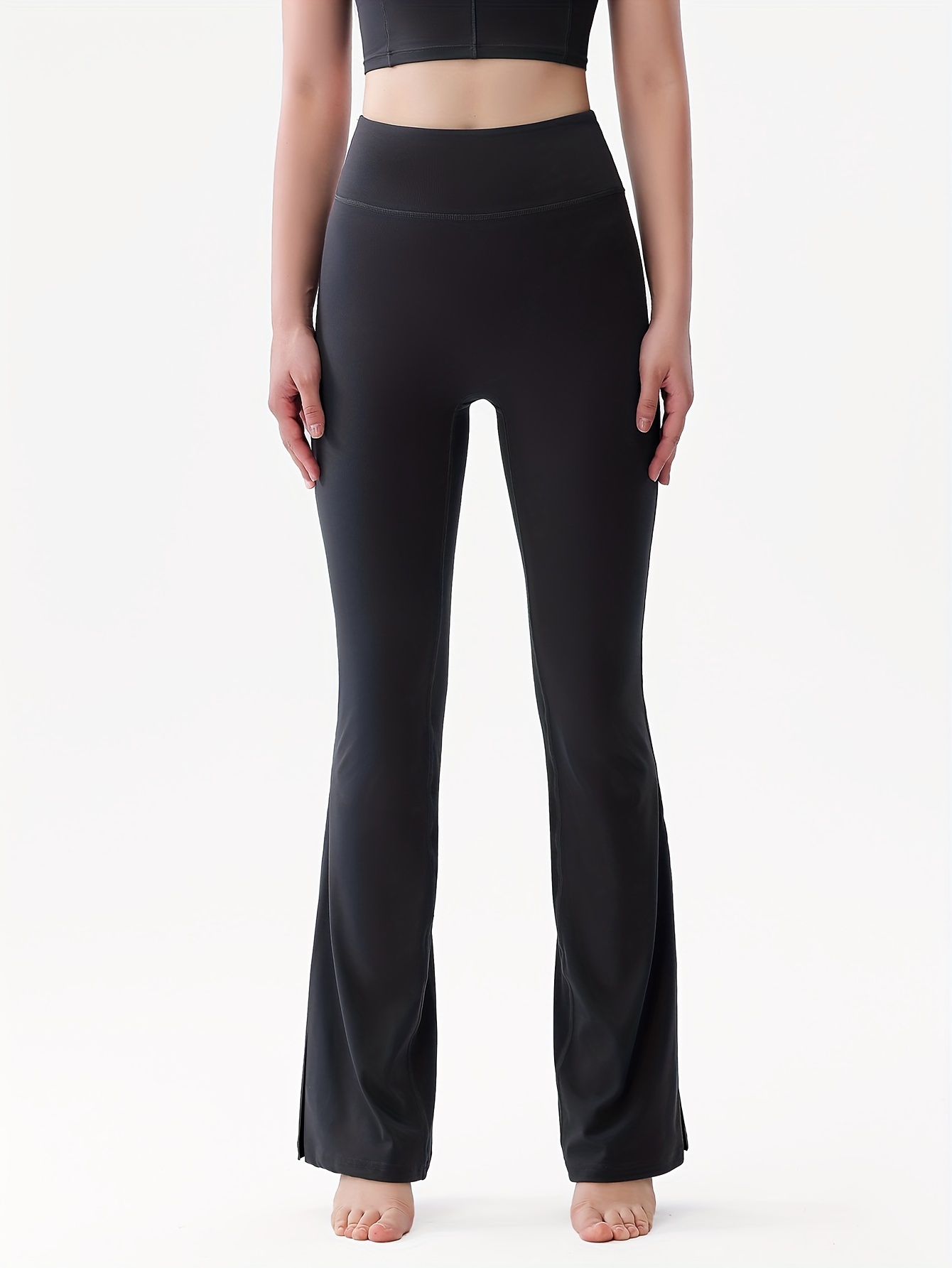 High Waist Butt Lifting Flare Pants Solid Color Running - Temu