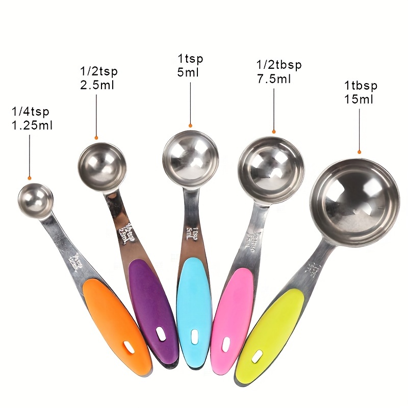 5pcs Colorful Stainless Steel Measuring Cups with Stackable Handles -  Perfect for Liquid and Dry Measuring