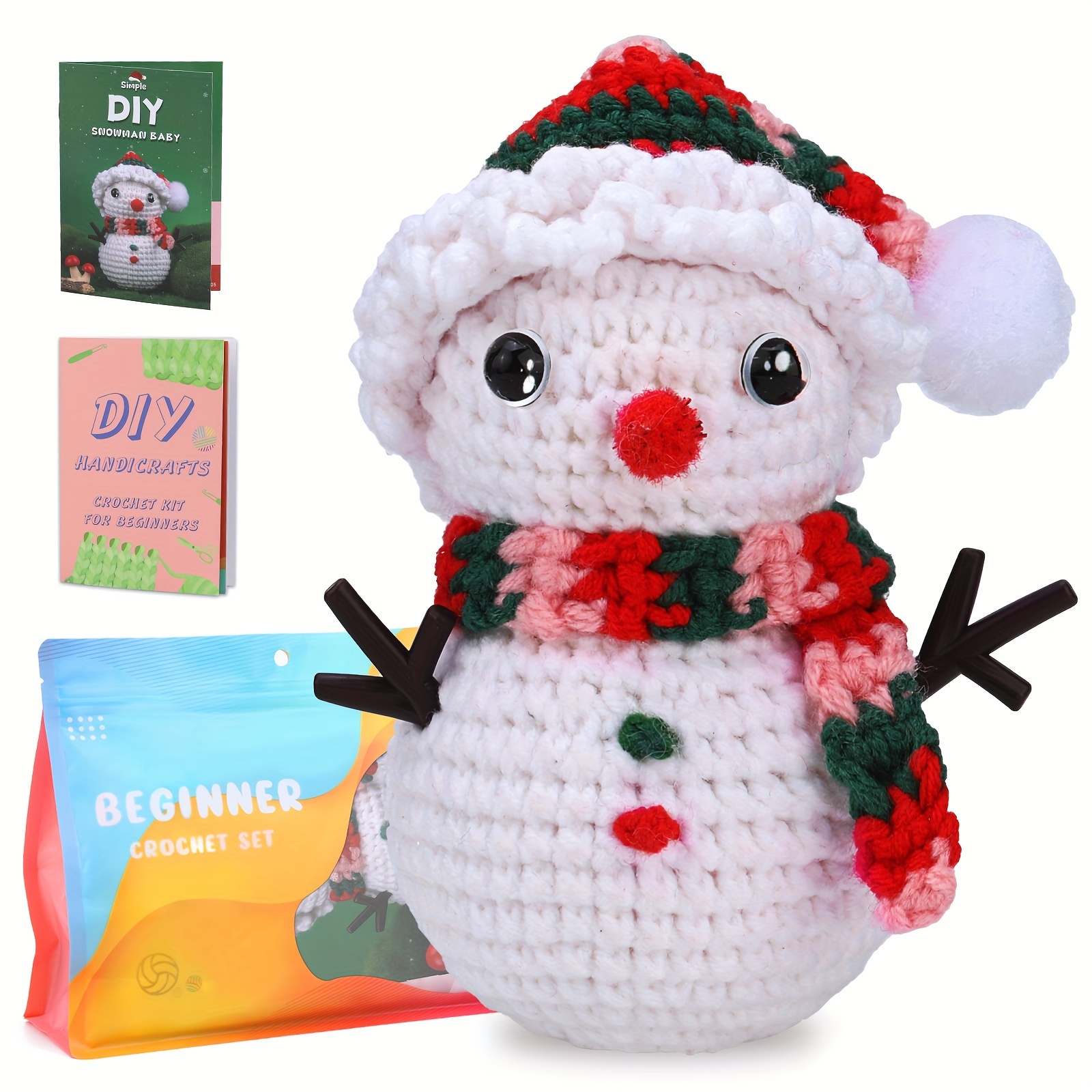  UzecPk Christmas Crochet Kit for Beginners, Snowman Beginner  Crochet Kit for Adults, Crochet Starter Knitting Kits with Step-by-Step  Video Tutorials-(Snowman Mother & Little Snowman) : Everything Else