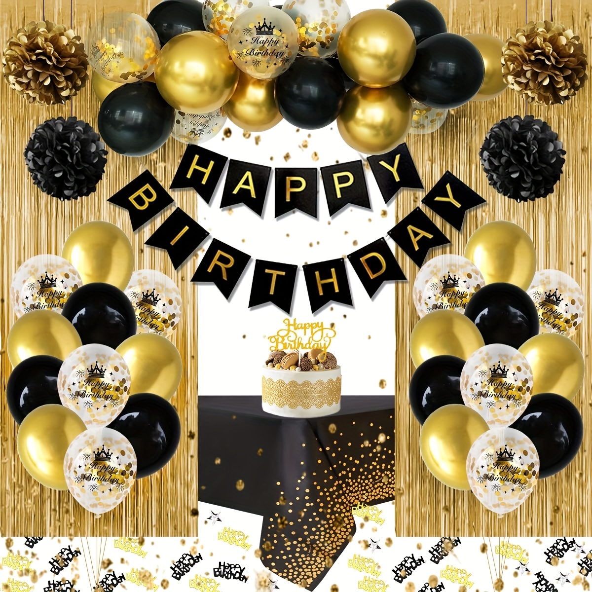 Juego de globos negros de feliz cumpleaños 40 – Saludos a los 40 años de  edad temática de fiesta temática guirnalda pancarta decoración telón de  fondo