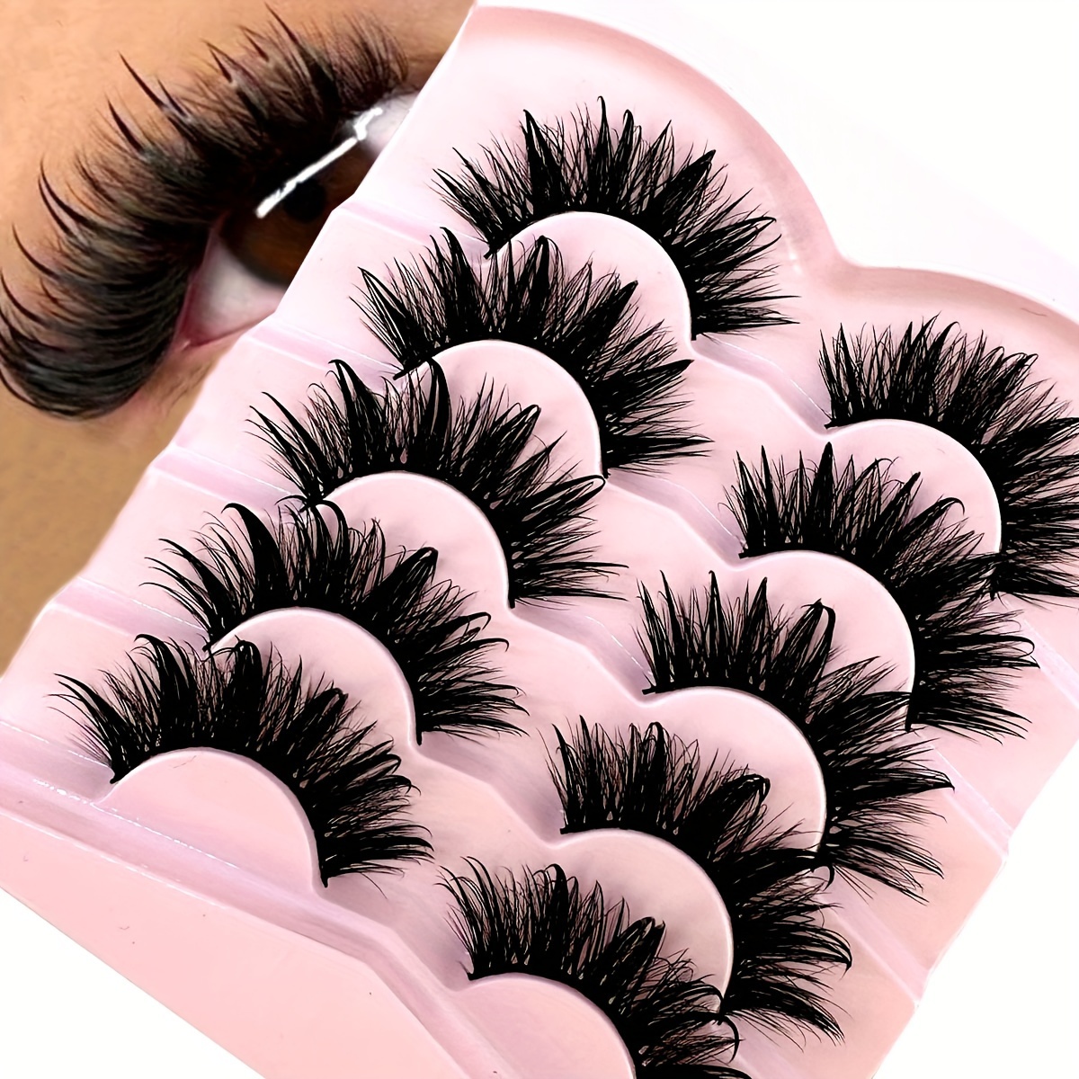 

5 Pairs Dramatic Drip False Eyelashes Spiky Wet Look False Lashes Hydrated Effect Thick Fluffy Fake Eyelashes Multi-pack