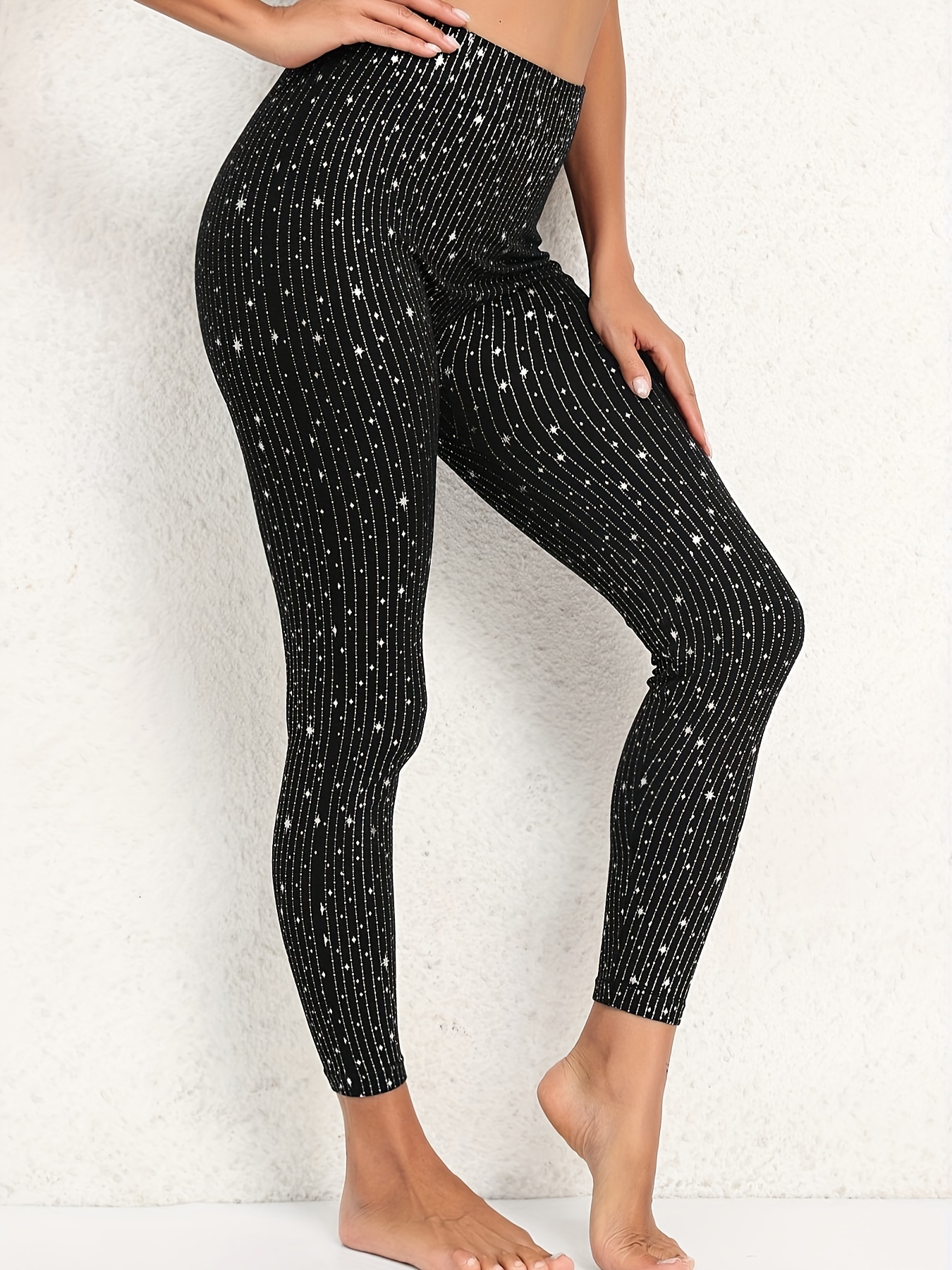 Women's Plus Glitter Star Print Skinny Trousers