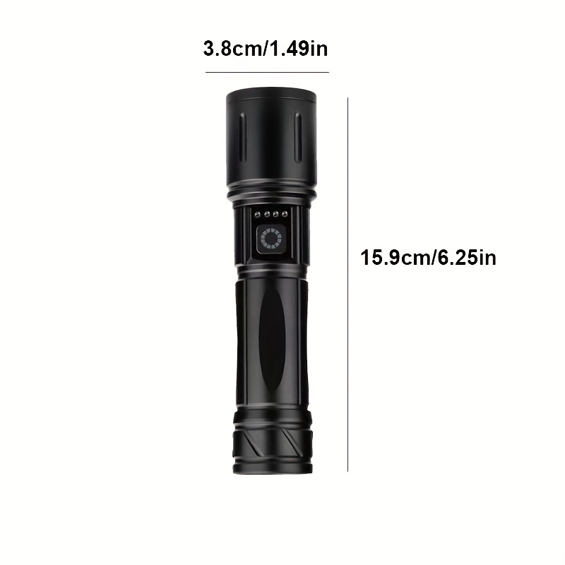 1pc High Power Super Bright Rechargeable Flashlight, 2000 Lumens White  Laser Wick, Silver Zoom Tactical Flashlight With Power Bank Function, 26650  Lar