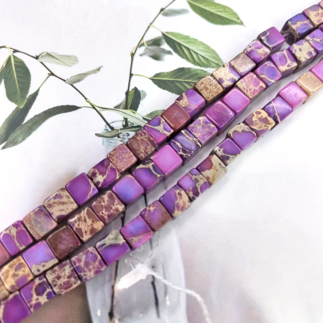 

1 String 28pcs Natural Purple Emperor Pine Square Beads For Bohemian Style Handmade Diy Special Unique Bracelet Necklace Sweater Chain Jewelry Making Craft Supplies