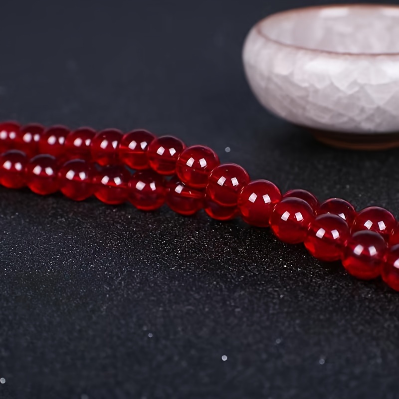 63pcs Beautiful Smooth Imitation Garnet Red Glass Beads, Artificial Faux  Crystal Circular Loose Beads For Jewelry Making DIY Bracelet Necklace Decors