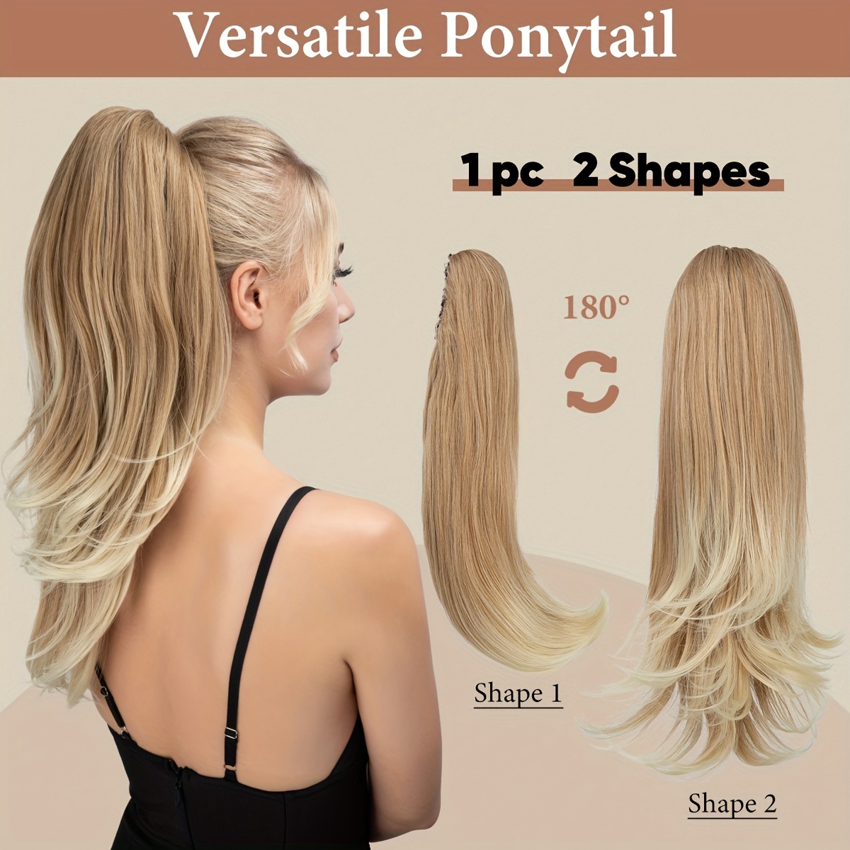 180 rotating claw clip ponytail extension for women   synthetic curly wave hairpiece natural look with high temperature fiber versatile styling for all hair types versatile hairpiece curly     clip details 1
