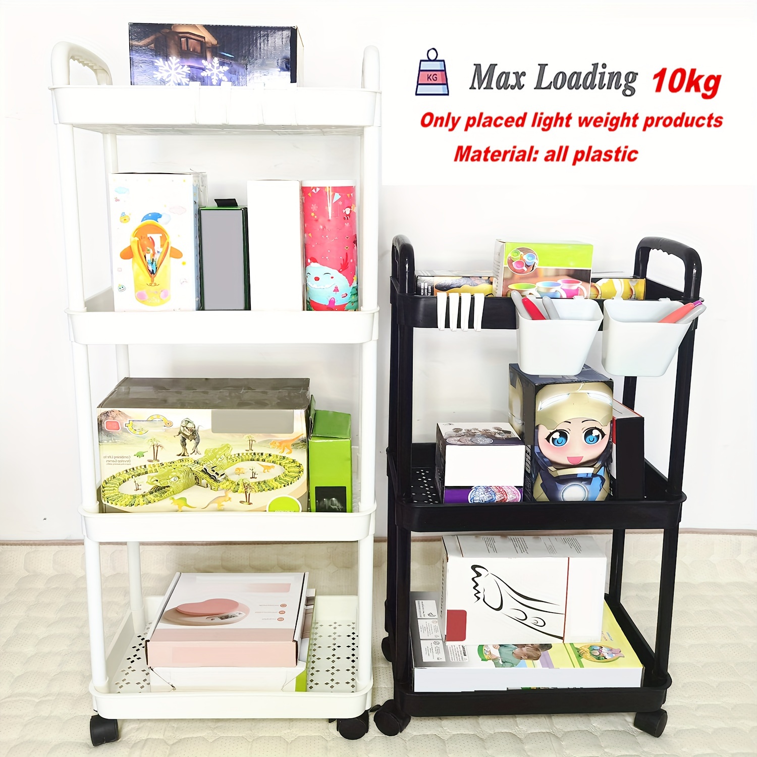 Plastic Rolling Cart With Handle Multi layer Storage Trolley - Temu