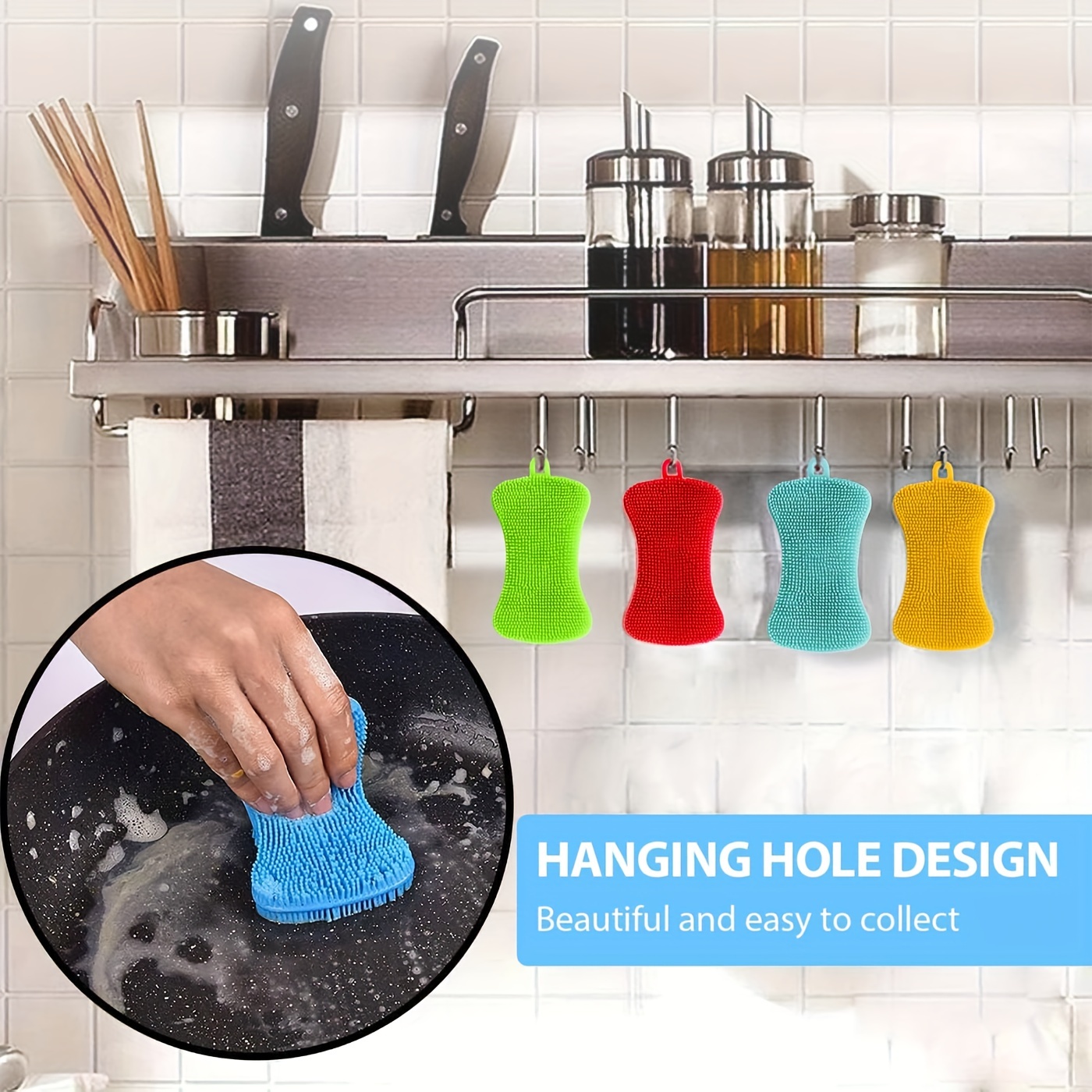 3pcs Silicone Sponge Dish Washing Kitchen Scrubber - Magic Food-Grade Dishes  Multipurpose Better Sponges Non Stick Cleaning Smart Kitchen Gadgets Brush  Accessories 