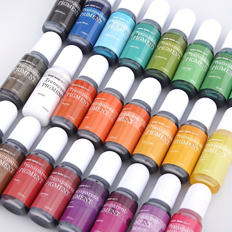 Pigmento de resina epoxi, kit de pigmento transparente líquido de 24  colores, para manualidades, arte de resina, joyería, colorante concentrado  de