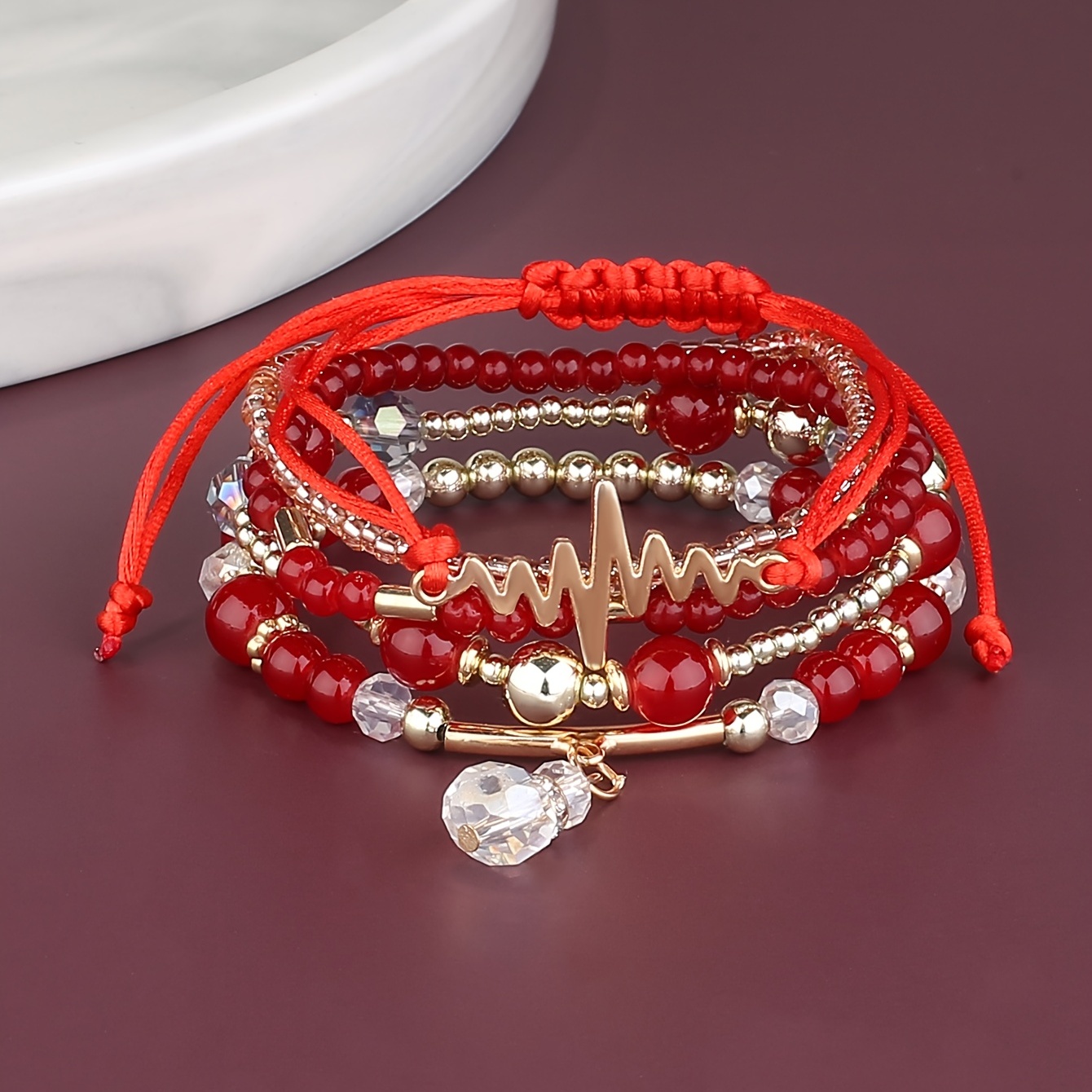 Red Thread Layered Bracelet