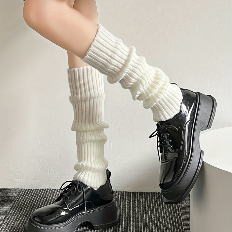 Rib knit Leg Warmers Y2k match Knee High Socks Women's - Temu