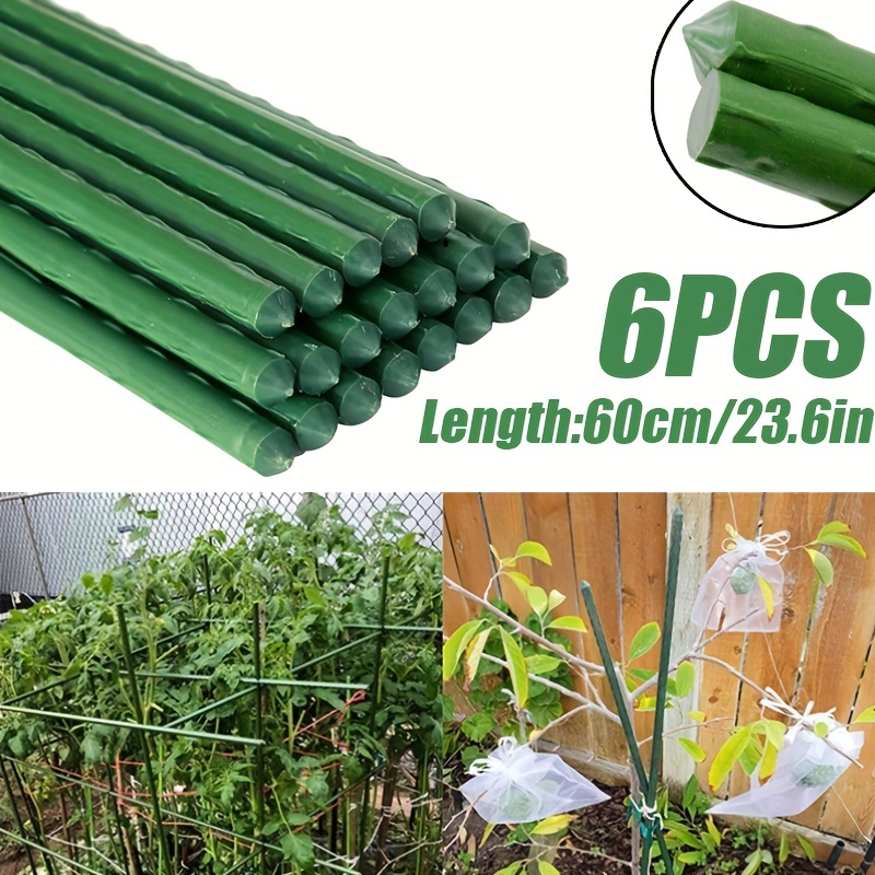 

6pcs, 60cm/23in Plant Stakes: Support Your Indoor Plants, Flowers & Vegetables With Durable Plastic Coated Steel!