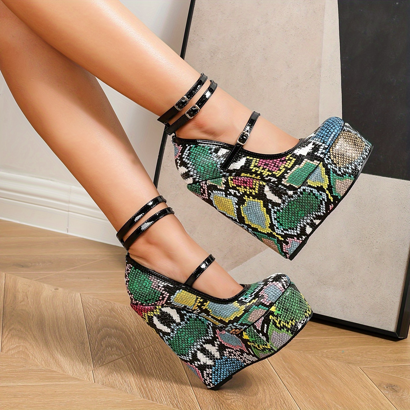 Snakeskin sales platform shoes