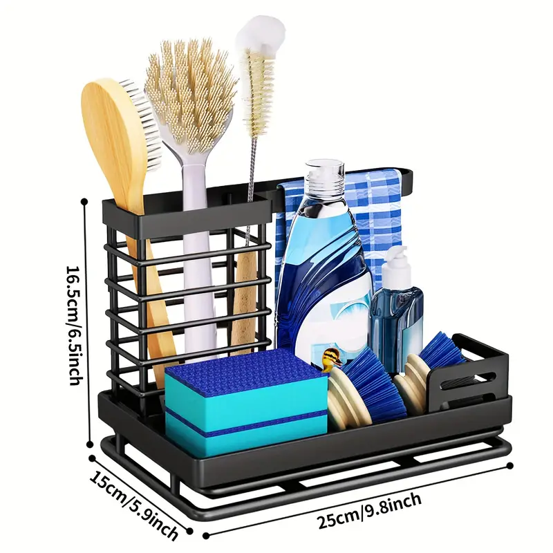 Kitchen Sink Organizer With Removable Drain Pan For Sponge, Brush