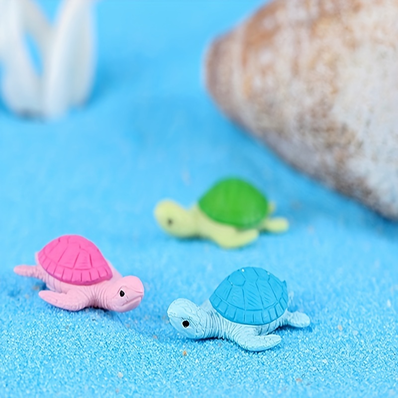 1pc Mini Turtles Miniature Figurines Simulation Small Tortoise Ornament  Realistic Sea Turtles Resin Cute Beach Sea Turtles for Bonsai Craft Fairy