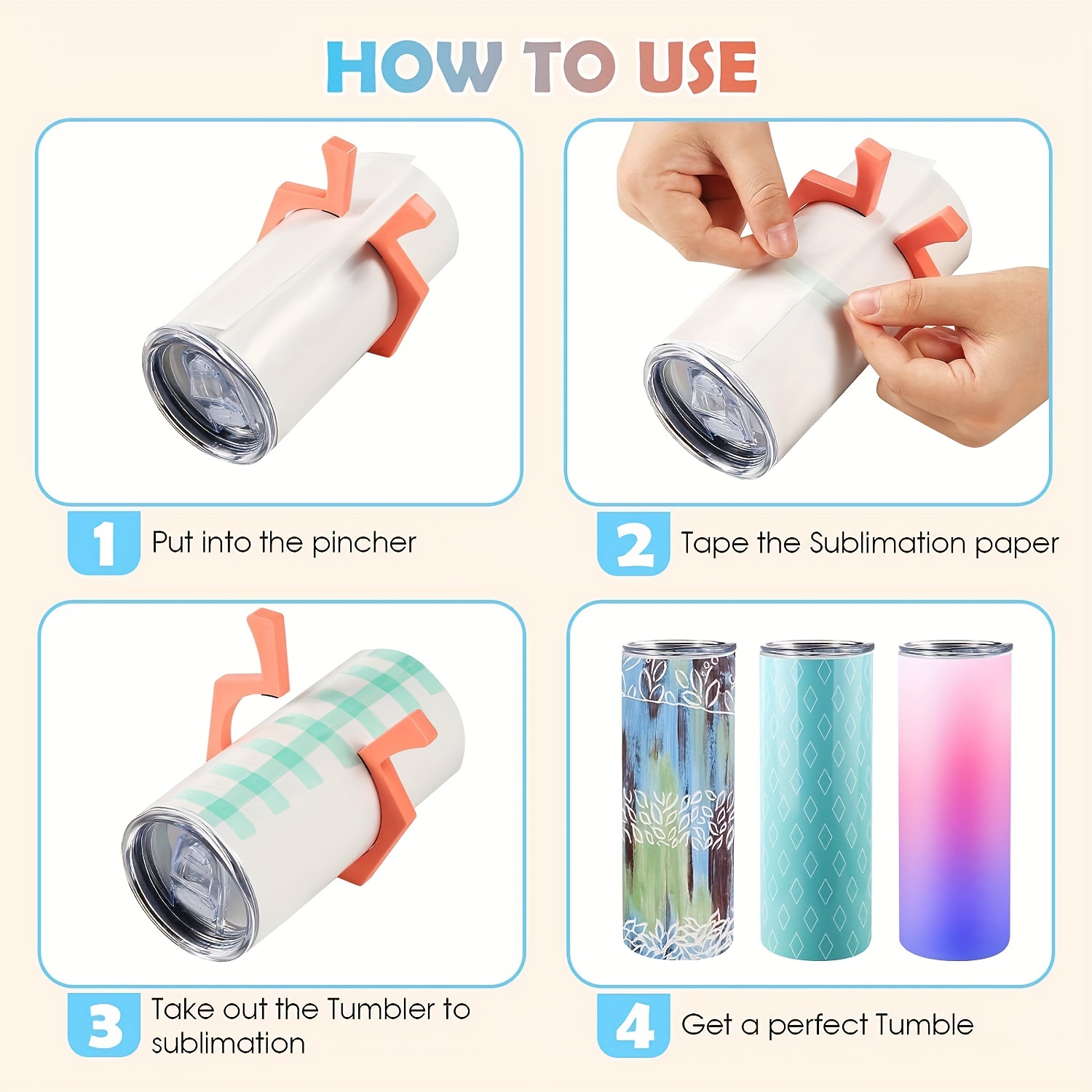 Sublimation Tumblers Pinch pinch Perfect Tumbler Clamp Clip - Temu