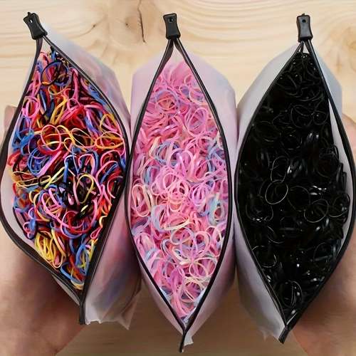 1100/2200 Pcs Candy Color Small Rubber Bands Set With Storage Bag Simple High Elastic Hair Rings Cute Mini Hair Scrunchies