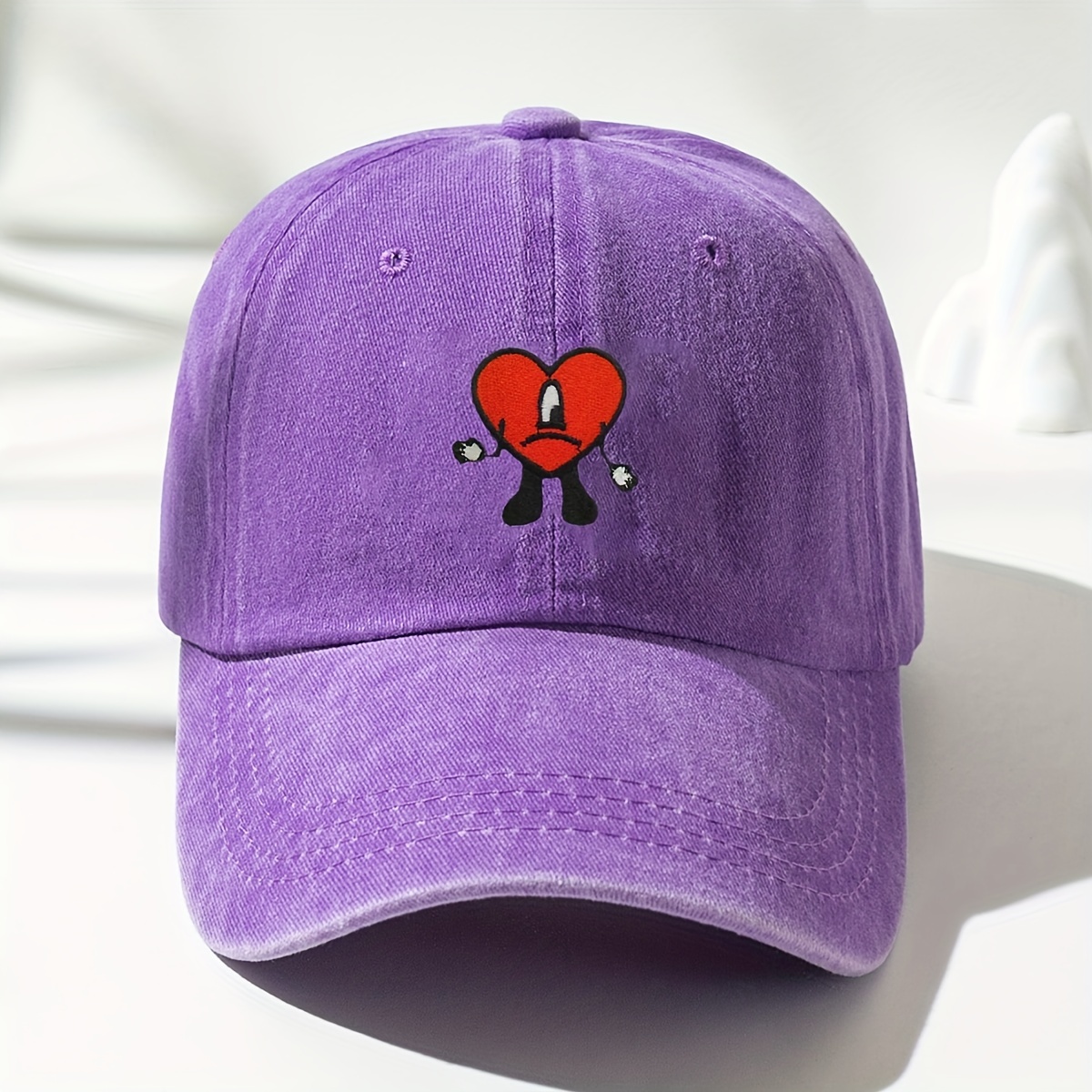 Heart Little Man Bad Rabbit Baseball Cap Candy Distressed Cartoon Sports Hat