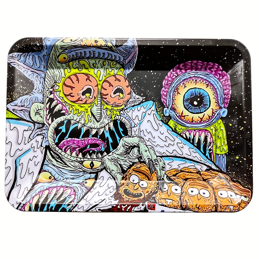 SKULL GLOW IN THE DARK TRAY SET WITH ROLLING TRAY, STORAGE CONTAINER AND  GRINDER (TRAYSET-GL02)
