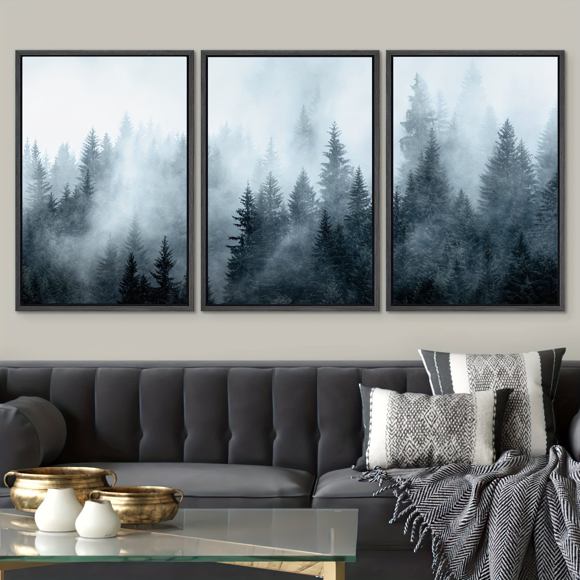 Canvas Painting View Mountain Fog Wall Art HD Printing Abstract Round  Poster Home Decorative Modern Living Room Modular Pictures