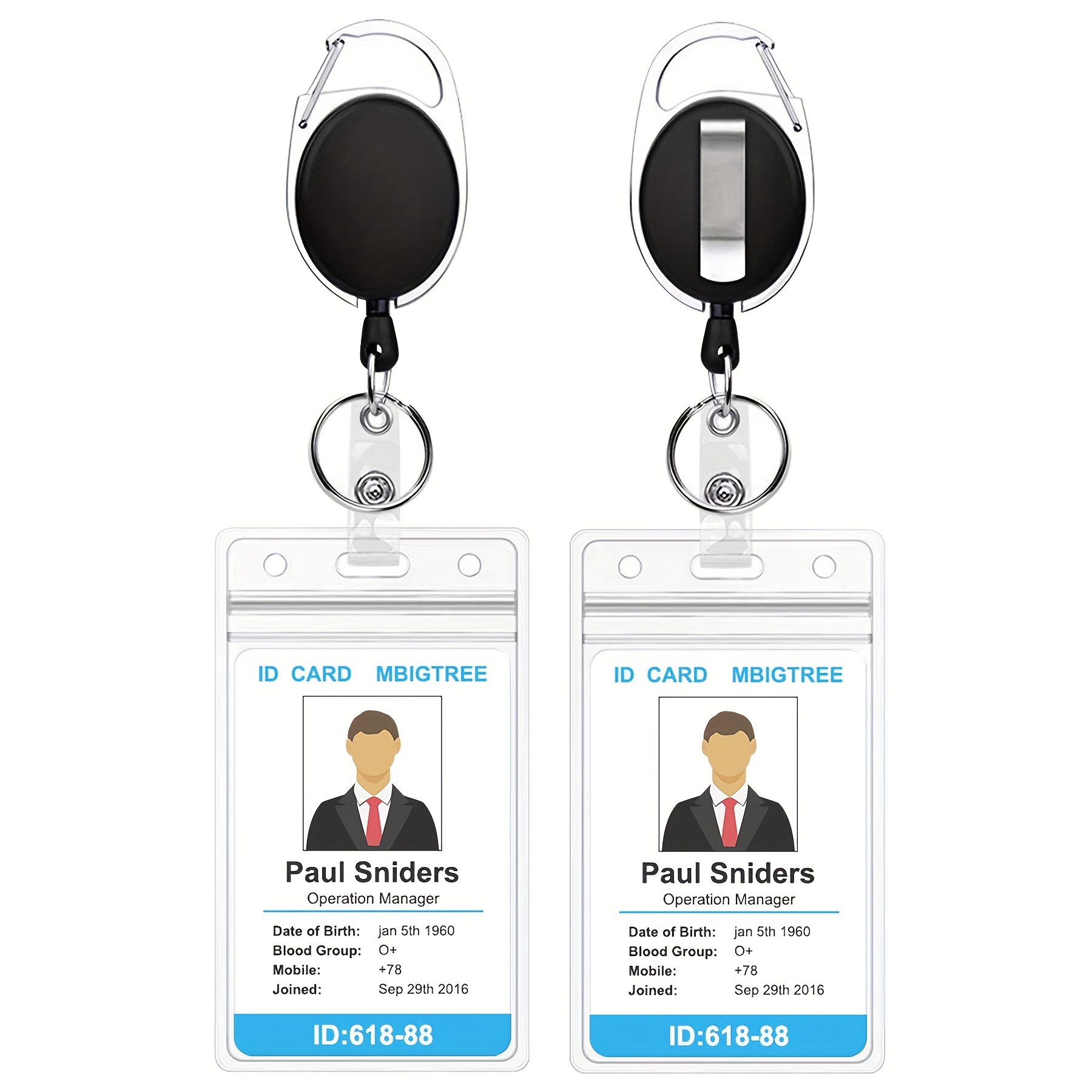 Retractable ID Card Badge Reel Holder (5pcs / Pack)