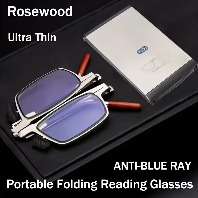 Rosewood Folding Reading Glasses Men Women Portable Ultra - Temu Australia