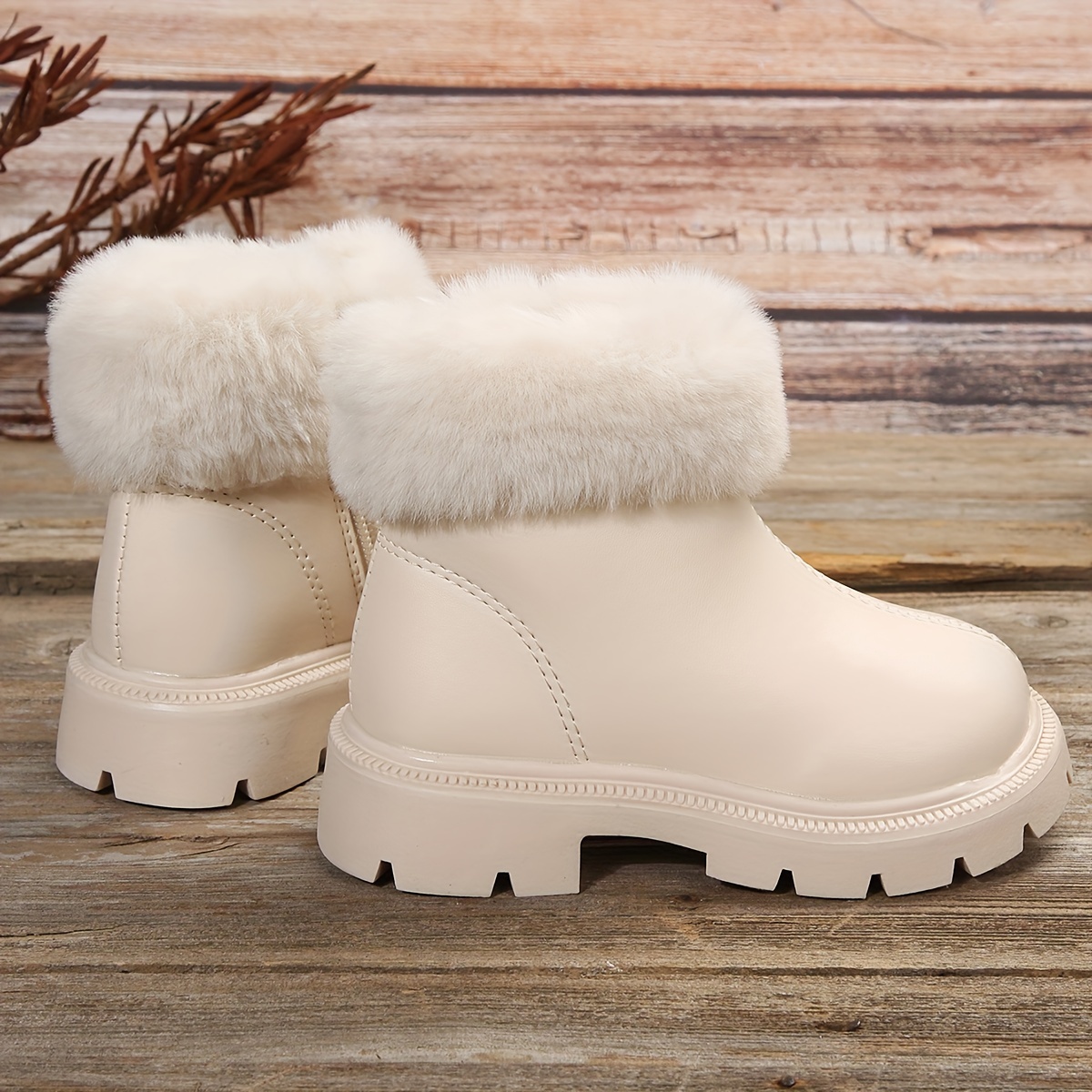 All white furry on sale boots