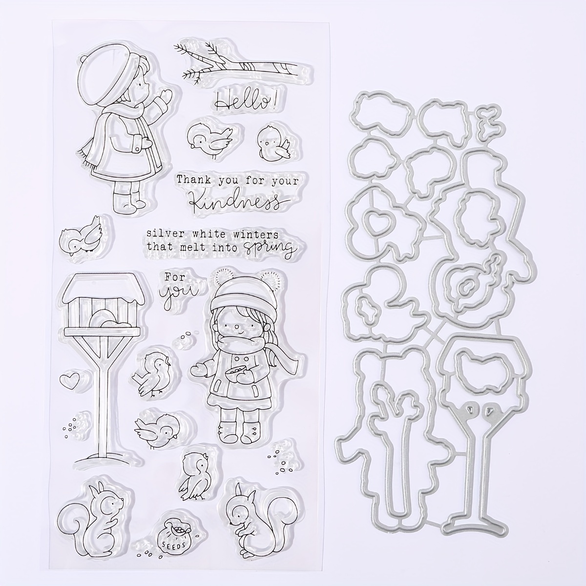 Winter Wonderland Clear Stamp And Die Set - Street Lights & Mailbox Designs For Diy Scrapbooking, Card Making & Paper Crafts