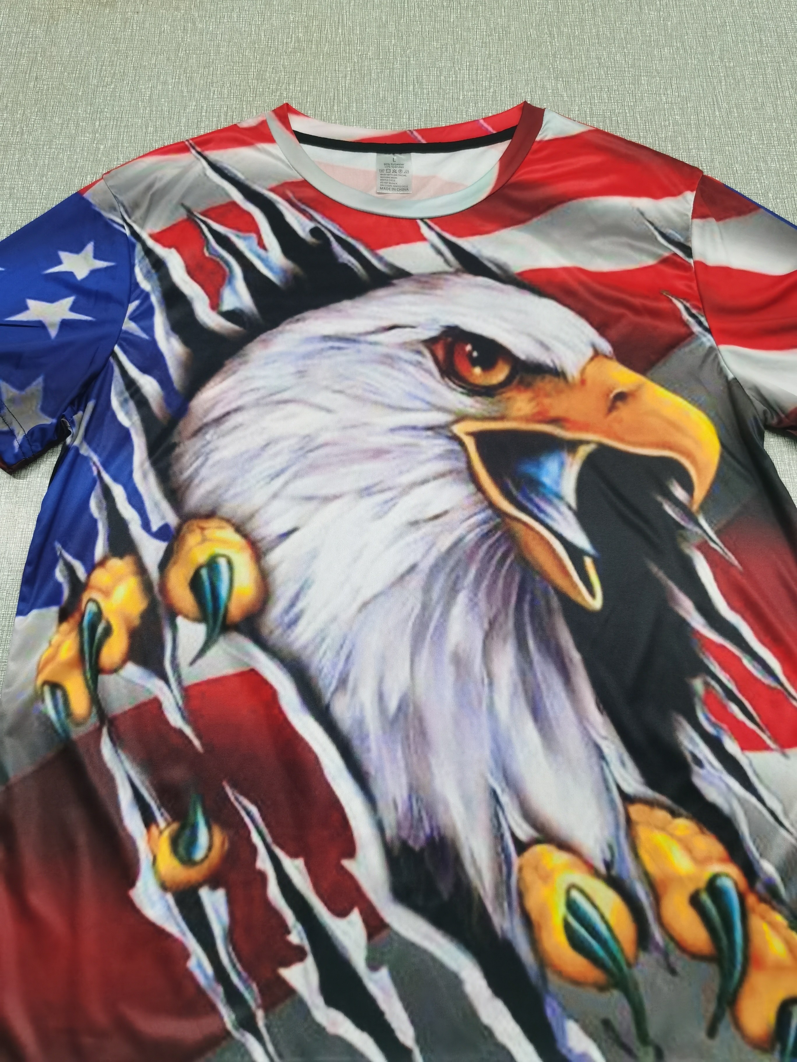 New Summer Men 3D Print Eagle LOGO T-Shirts Fashion Casual Short