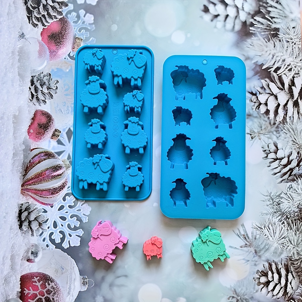 

1pc Silicone Mold, 8-cavity Sheep Shaped Fondant Chocolate Biscuit Pudding Mold, Cake Decoration Mold, Soap Scented Candles Gypsum Mold, Kitchen Accessories, Baking Tools, Diy Supplies
