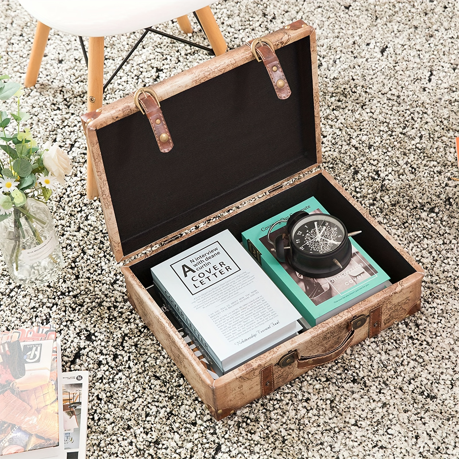 Set of 3 Small Wooden Treasure Chest Boxes, Decorative Vintage Style Storage Box