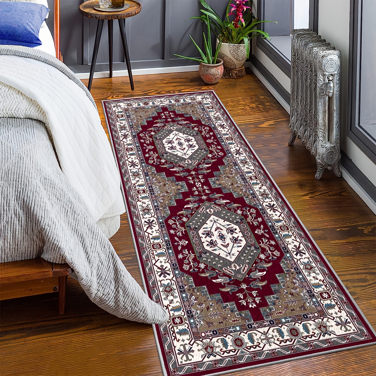 1pc Tapis Antidérapant, Tapis De Couloir Oriental Long Et Doux