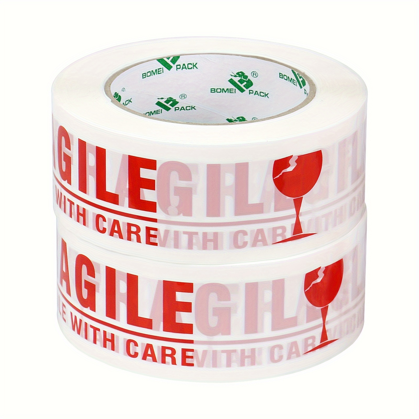 Image of 2 Rolls Pack Fragile Warning Packing Tape-heavy Duty Strong Adhesive Packaging Tape For Carton Sealing-1.89inch X 72 Yard For