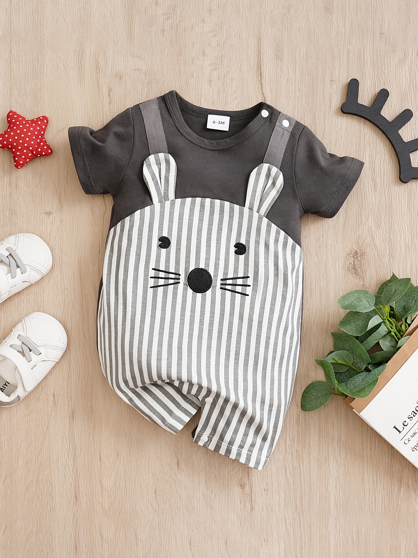 Cute Strap Stripe Mouse Graphic Cotton Summer Toddler - Temu