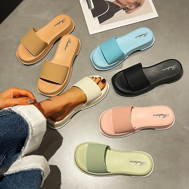 Women's Crossover Strap Slide Shoes, Comfy Open Toe Slip On Platform Slide  Sandals, Casual Beach Slides