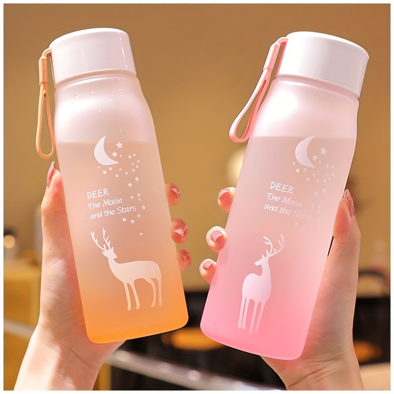 

1pc 600ml/20.3oz Leakproof Frosted Water Bottle, Creative Gradient Color Straw Water Cup, Portable For Outdoor Sports, Fitness, Travel