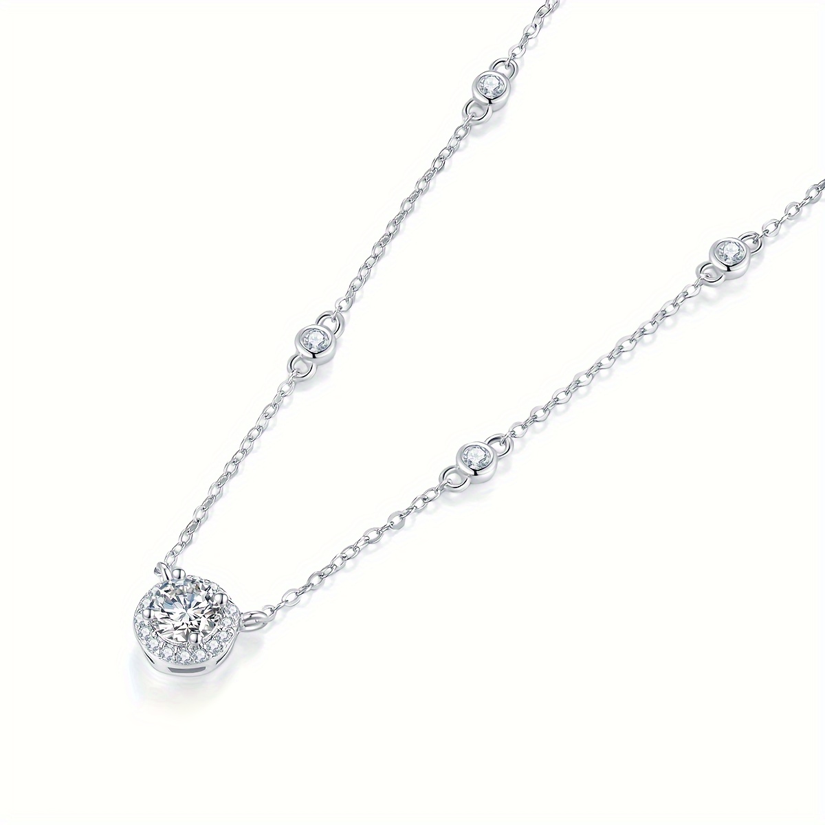 S925 Sterling Silver Moissanite Chain Necklace Collarbone Temu United Kingdom 5581