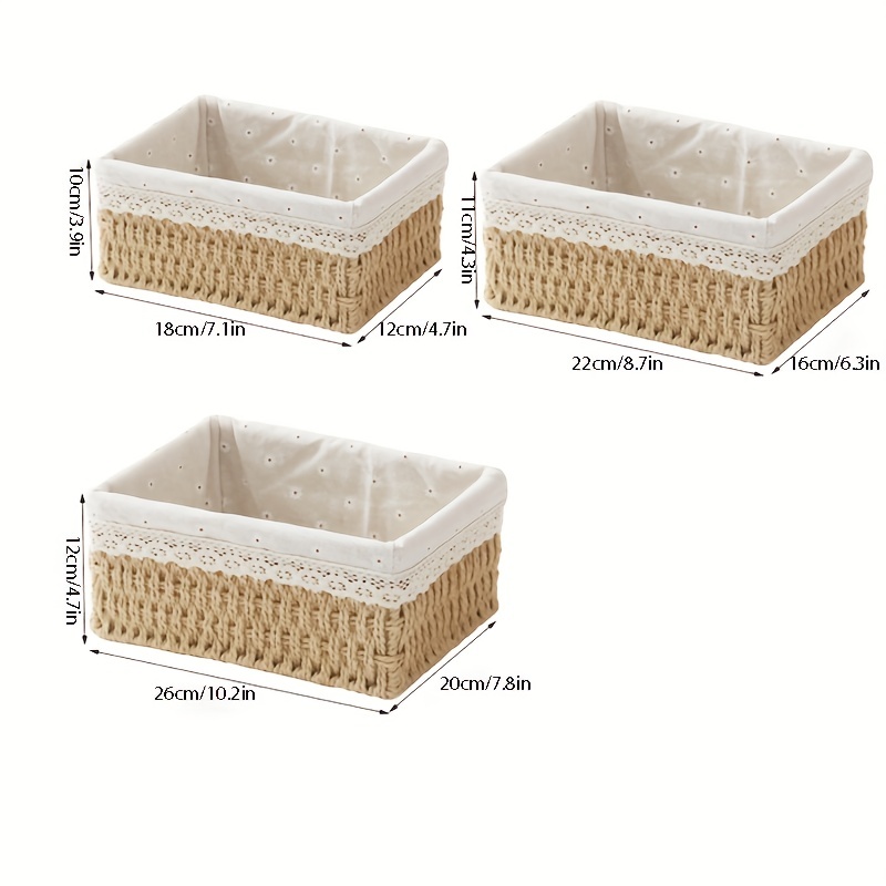 Storage Shelf Organizer Wicker Basket Set