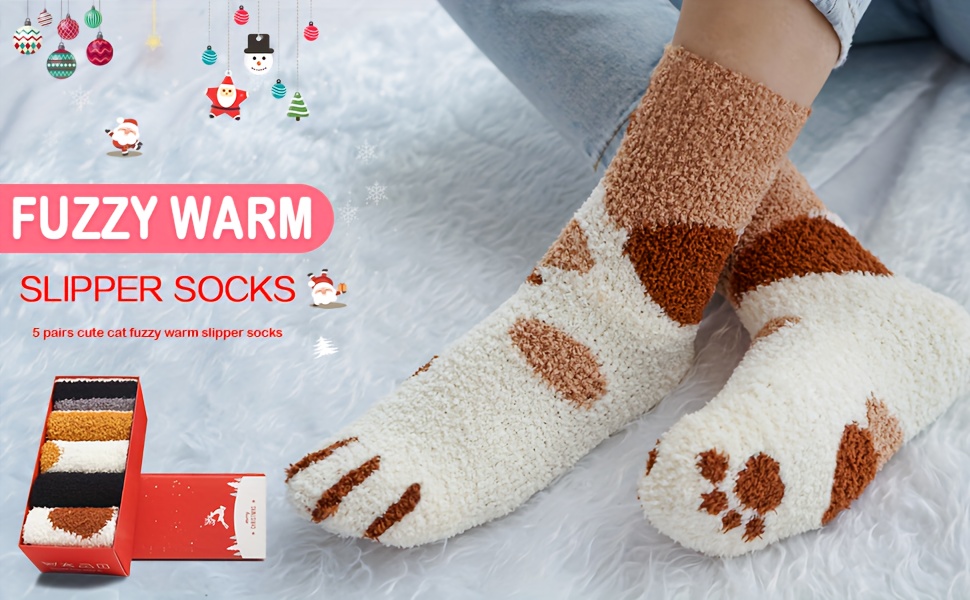 Cute Cat Paw Fuzzy Winter Socks - funcessories