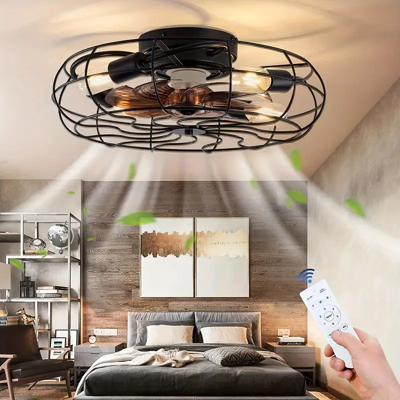 Caged Ceiling Fan With Light Flush