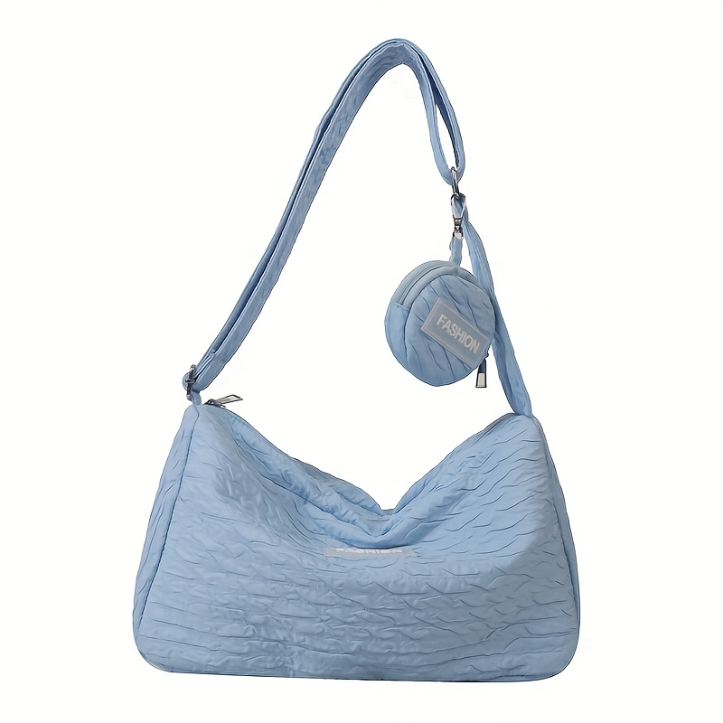 Solid Shoulder Bag Ruched Bag With Mini Round Wallet