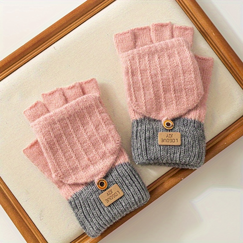 Meromibe Winter Warm Knitted Half Finger Gloves For Women