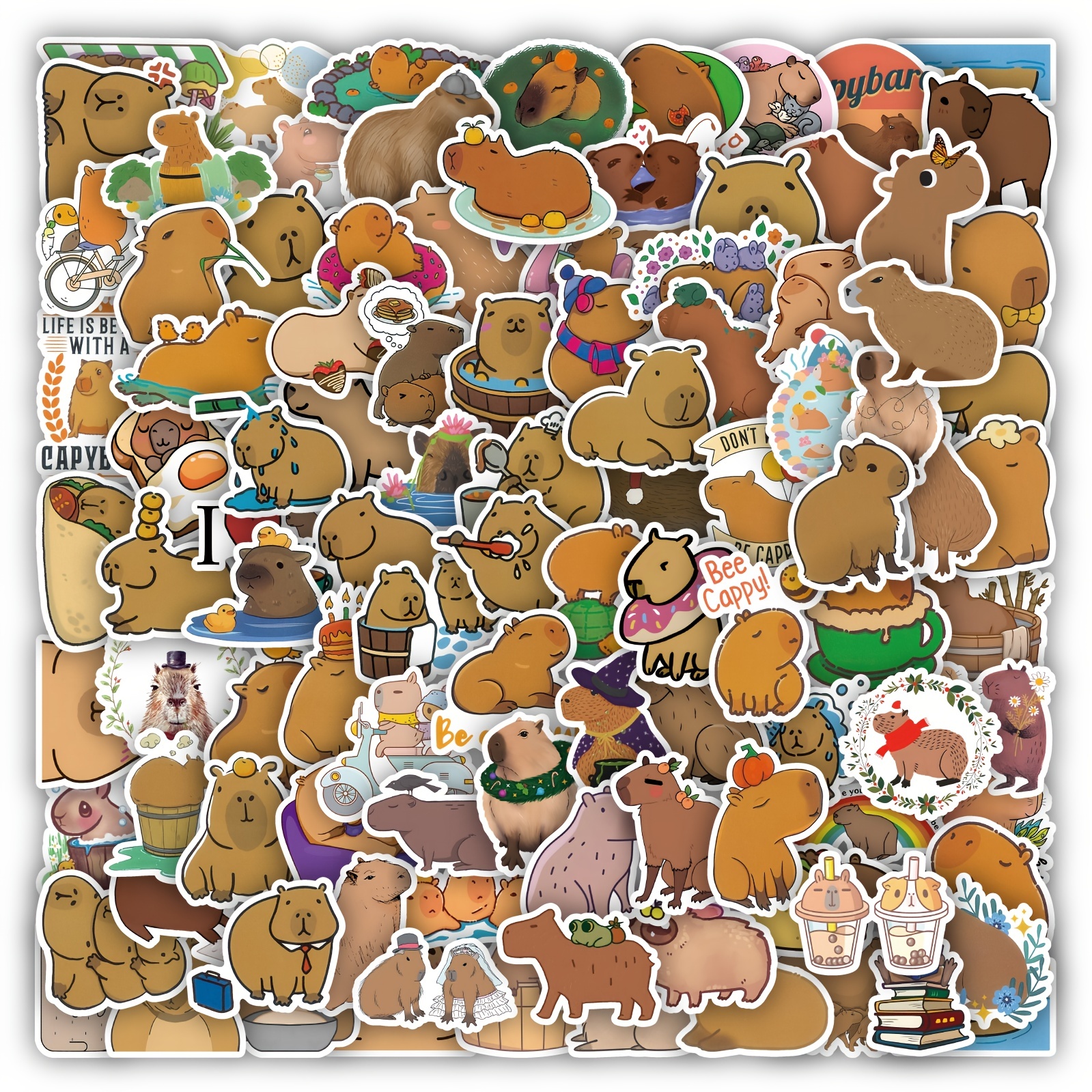 100 Adorable Brown Capybara Stickers Waterproof Vinyl Decals - Temu
