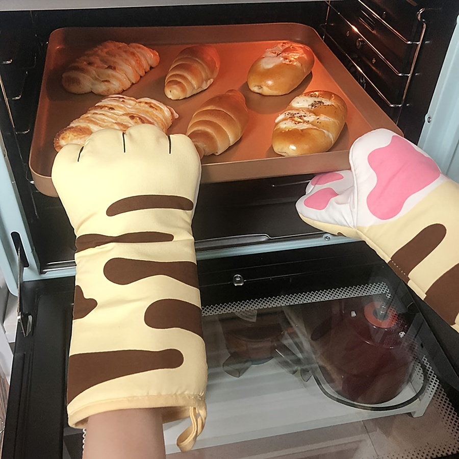 Silicone Oven Mitts, Cute Rabbit Pattern Mitts, Heat Resistant Mitts,  Microwave Oven Baking Insulation Gloves, Non-slip Grip Surfaces Gloves,  Kitchen Supplies - Temu