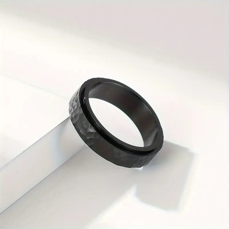 elegant stainless steel rotating ring with unique alloy pattern hypoallergenic non slip rubber for casual attire or special occasions daily wear ring minimalist ring durable ring Product details 0