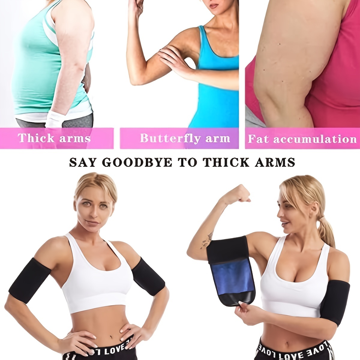 Arm Trimmers Wrap Body Shaper Sauna Sweat Bands Weight Loss Adjustable  Slimmer