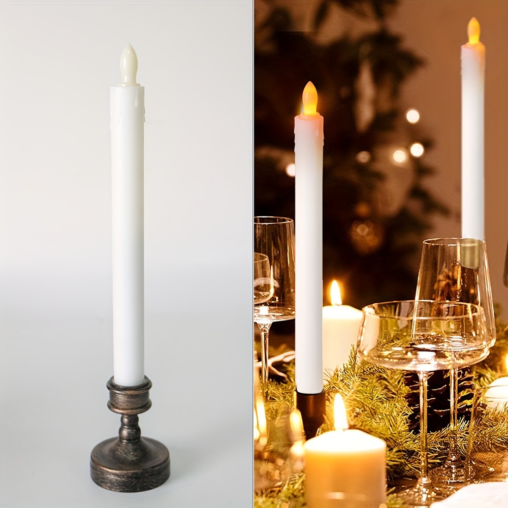 Bougies sans flamme LED en verre avec télécommande et minuterie, bougies  pour festivals, mariages et fêtes à domicile décoretion (Lot de 3)-Blanc