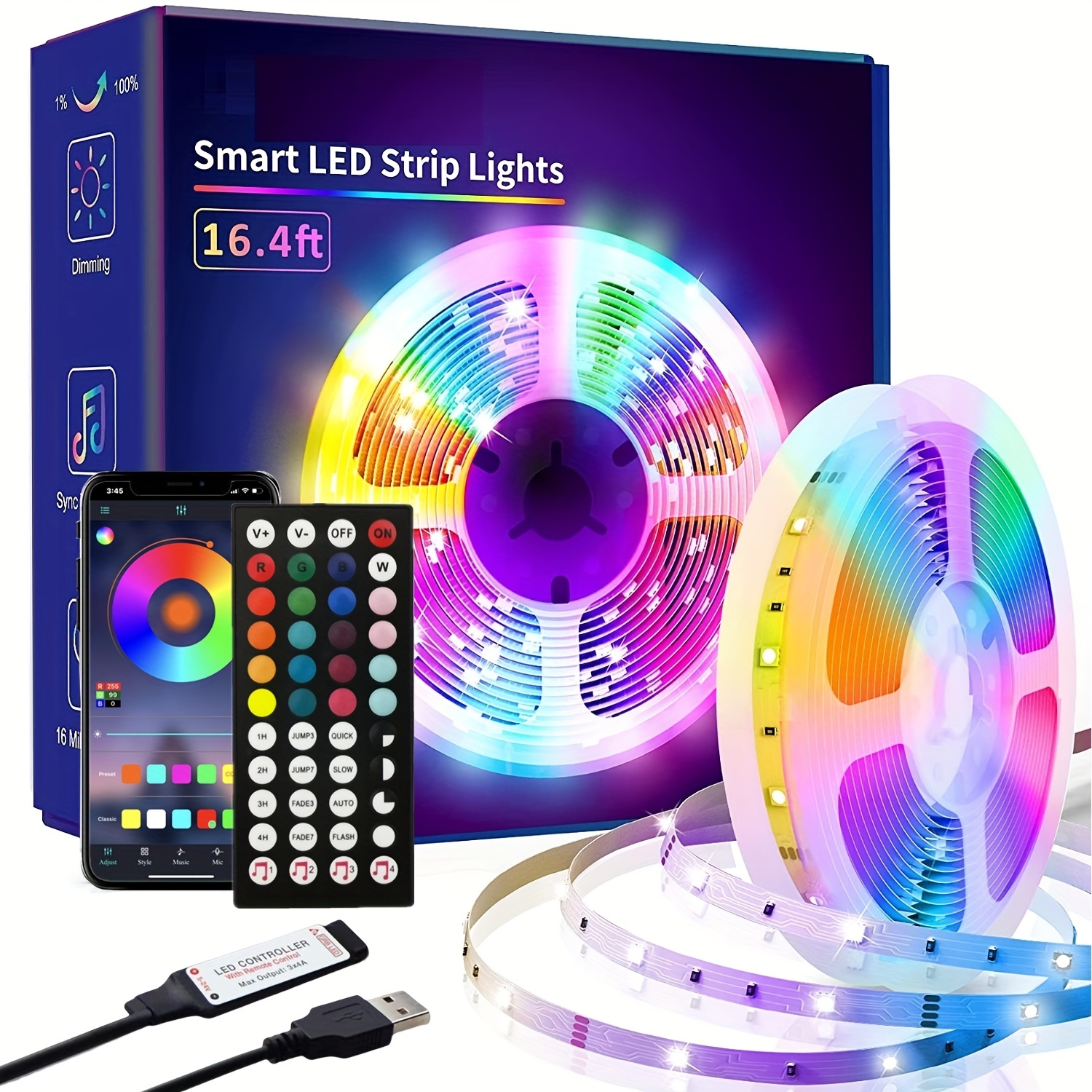 1pc Wasserdichte Rgb-led-streifenleuchten, 60 Leds Atmosphärenlampe Mit  App-steuerung Für Küche, Schlafzimmer, Büro, Decke, Zimmer, Tv,  Partydekoration, Schneller & Sicherer Online-checkout